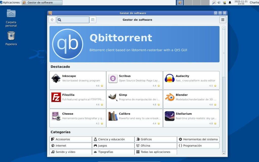 Centro de software en Devuan