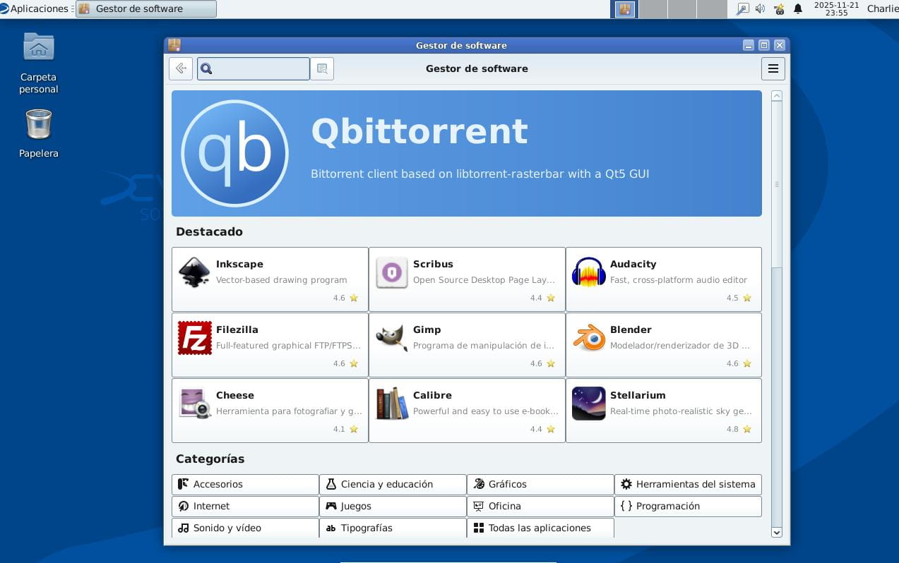 Centro de software en Devuan