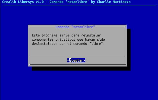 Pantalla de bienvenida comando notanlibre