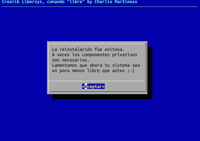 Reinstalación exitosa