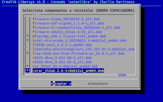 Reinstalar componentes privativos